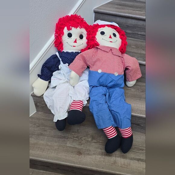 Vintage Classic Raggedy Ann and Andy Doll Set 3 ft - Picture 1 of 8